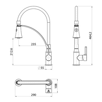 HEBE Küchenarmatur mit Brause, Chrom