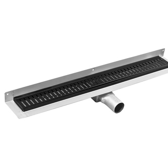 MANUS ONDA Bodenrinne aus Edelstahl mit Rost, wandhängend, L-650, DN50, Schwarz matt