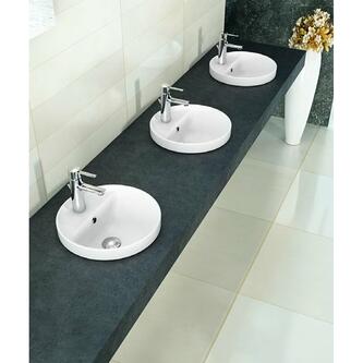 YUVA Keramik-Einbauwaschbecken, Ø 38cm, Weiß