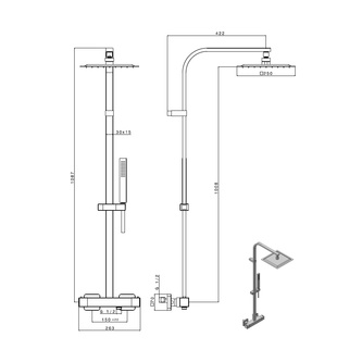 DIMY Duschsäule mit Thermostat-Armatur, schwarz