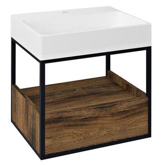 SKARA Unterschrank 59x49,5x46,5cm, schwarz matt/Eiche Collingwood