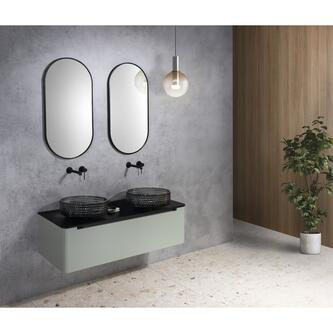 MARAGUA Graviertes Glaswaschbecken Ø 39,5cm, schwarz