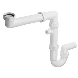Spülbecken-Siphon raumsparend mit Anschluss 6/4", DN40, Weiß
