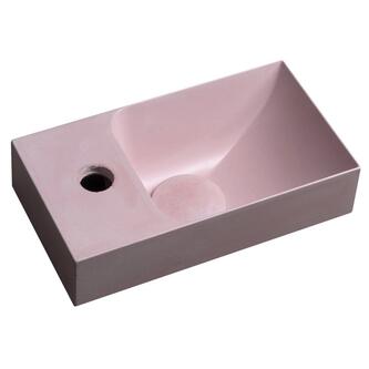 PICCOLINO Beton-Waschbecken 30,8x17cm, Wasserhahn linken, Rosa matt