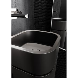 HAKON Keramik-Waschtisch zum Aufsetzen 30x30cm, Schwarz matt