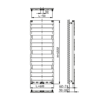 BONDI Badheizkörper 600x1222 mm, Weiß