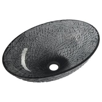 PURUS gravierter Glaswaschtisch 50x36 cm, Schwarz