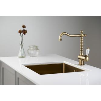 KIRKÉ WHITE Küchenarmatur, weisser Hebel, bronze