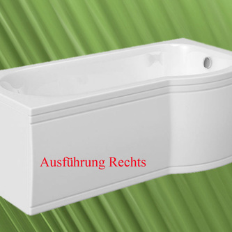 Raumspar Badewanne Skali mit Duschzone 167,5x85/75cm rechts weiß Komplett-Set