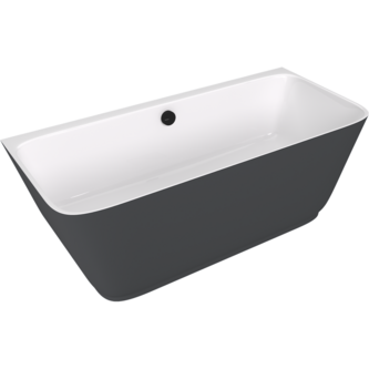 SKYLLA Wand-Freistehende Badewanne 170x75x60cm, weiß/Anthrazit matt
