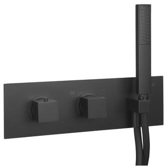 DIMY UnterputzThermostat Duscharmatur mit Handbrause, 2 Wege, Schwarz matt