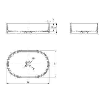 THIN Waschtisch zum Aufsetzen, Rockstone, 55x35cm, Siena/Weiß matt