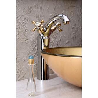 ANTEA Waschtischarmatur, hoch, mit Ablaufgarnitur 245mm,Chrom/gold