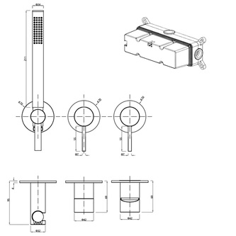 MINIMAL Unterputz-Duscharmatur/Wannenarmatur mit Handbrause, 2 Wege, Edelstahl matt