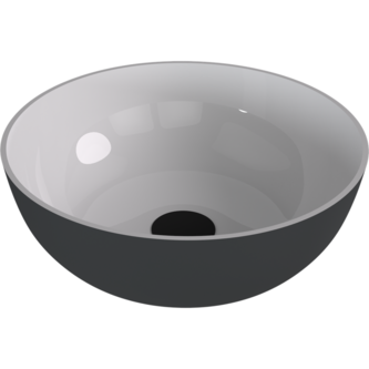 BANERA ROUND Aufsatzwaschtisch, Gussmarmor, Durchmesser 39 cm, weiß/Anthrazit matt