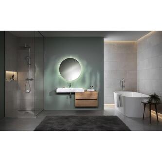 AQUATIC Waschtisch, Gussmarmor, 120x46cm, 2x Armaturloch, Weiß