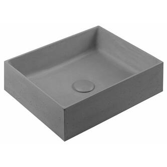 FORMIGO Betonwaschbecken zum Aufsetzen mit Auslauf, 47,5x36,5cm, Grau