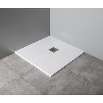 MITIA Gussmarmor Duschwanne, rechteckig 120x80cm, weiß matt