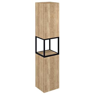 SKARA Hochschrank 35x171x32cm, 2x Tür, links/rechts, schwarz matt/Eiche Alabama