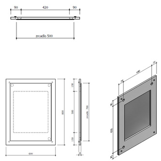 NIROX Spiegel mit dem Rahmen 600x800mm, weiß