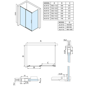 ALTIS LINE Rechteckige Duschkabine 1600x1000mm L/R Variante