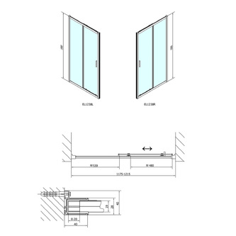 EASY LINE Duschtür 1200mm, Glas Brick