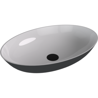 BANERA OVAL Aufsatzwaschtisch, Gussmarmor, 60x40cm, weiß/Anthrazit matt