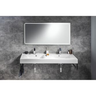 FLAVIA Gussmarmor-Doppelwaschtisch 150x50cm, weiß