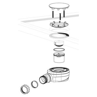 Duschwannensiphon, Durch. 90mm, DN40, Niedrig, polierter Edelstahl Abdeckung