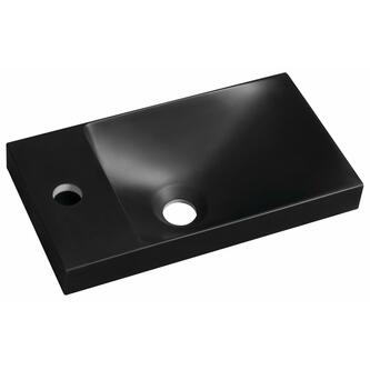 AGOS Gussmarmor-Waschtisch ohne Überlauf 40x22 cm, links/rechts, schwarz matt