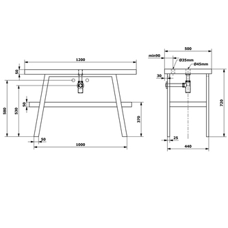 TWIGA Waschtisch 120x72x50 cm, schwarz matt/Steindekor
