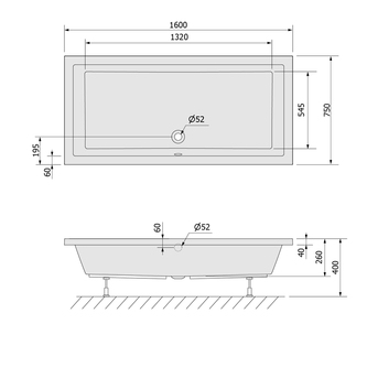 DEEP Rechteck-Duschwanne 160x75x26cm, tief, weiß