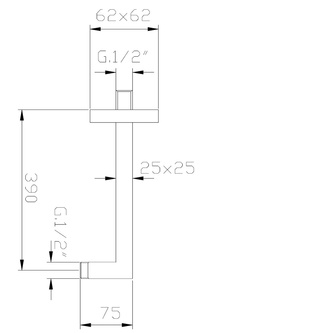 SQUARE BRASS Duscharm, 400 mm, Messing/Chrom