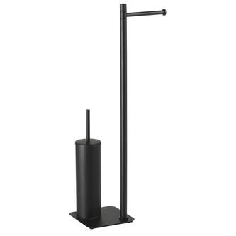 ARTU Ständer mit Toilettenpapierhalter und WC-Bürste, eckig, Schwarz