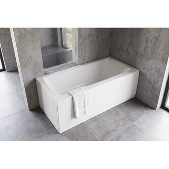 ELVINA Rechteckbadewanne mit Rahmengestell und Wannenschürzen,170x80x50cm, rechts, Weiß