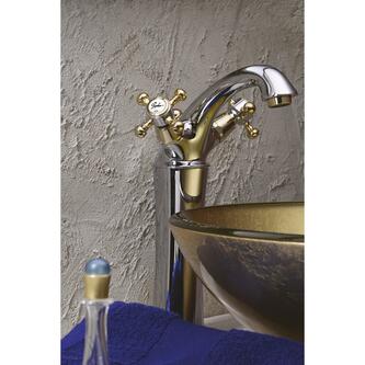ANTEA Waschtischarmatur, hoch, mit Ablaufgarnitur 245mm,Chrom/gold