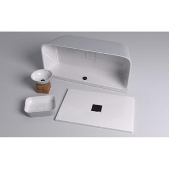 BANERA SQUARE Aufsatz-Waschtisch, Gussmarmor, 50x36cm, weiß/grau matt