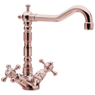 ANTEA Waschtischarmatur mit Retro-Einlauf, inkl. Ablaufgarnitur, 240mm Roségold