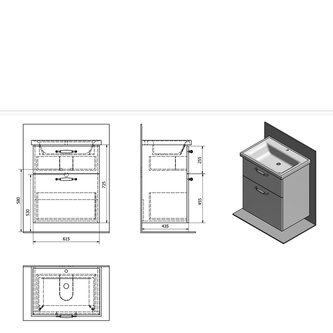 FAVOLO Unterschrank 61,5x72,5x44cm, Weiß matt