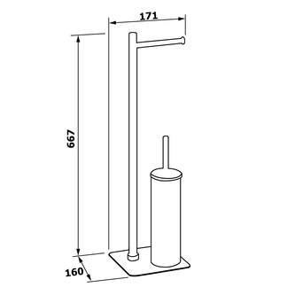ARTU Ständer mit Toilettenpapierhalter und WC-Bürste, eckig, Schwarz