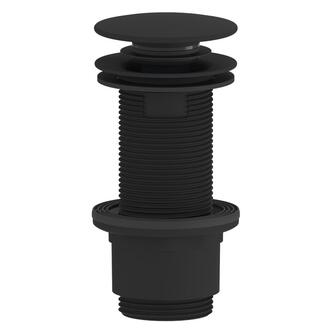 Waschbecken-Ablaufgarnitur 5/4“, klick-klack, großer Stopfen, 10-80mm, ABS/schwarz matt