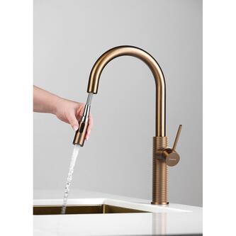 FLAWO Küchenarmatur mit ausziehbarer Spülbrause, Kupfer matt