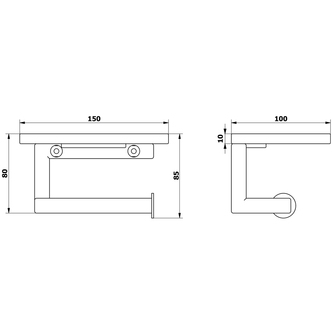 SKA Toilettenpapierhalter mit Ablage 15x8x10cm, schwarz matt/Eiche