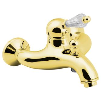 KIRKÉ CRYSTAL Wannenarmatur, Gold mit Kristall-Griff
