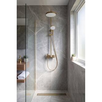 Duschsäule mit Hebelarmatur, schwenkbarer Einlauf, Gold matt
