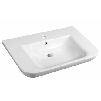 DORI Keramik-Waschtisch 70x48 cm, mit Ablagefläche, weiss
