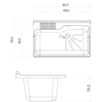 Hänge-Ausgussbecken 80x50cm, Kunststoff, Weiß