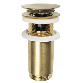 Waschbecken-Ablaufgarnitur 5/4“, Klick-klack, Großer Stopfen, max 80mm, Gold matt
