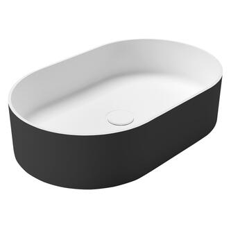 THIN Waschtisch zum Aufsetzen, Rockstone, 55x35cm, Schwarz/weiß matt