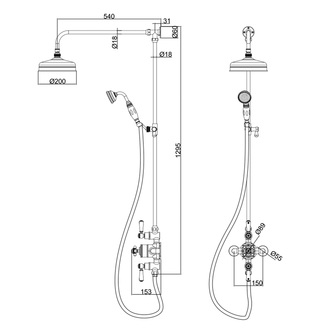 Duschsäule mit Thermostat-Armatur, Chrom